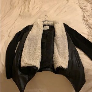 Black leather jacket with fur!